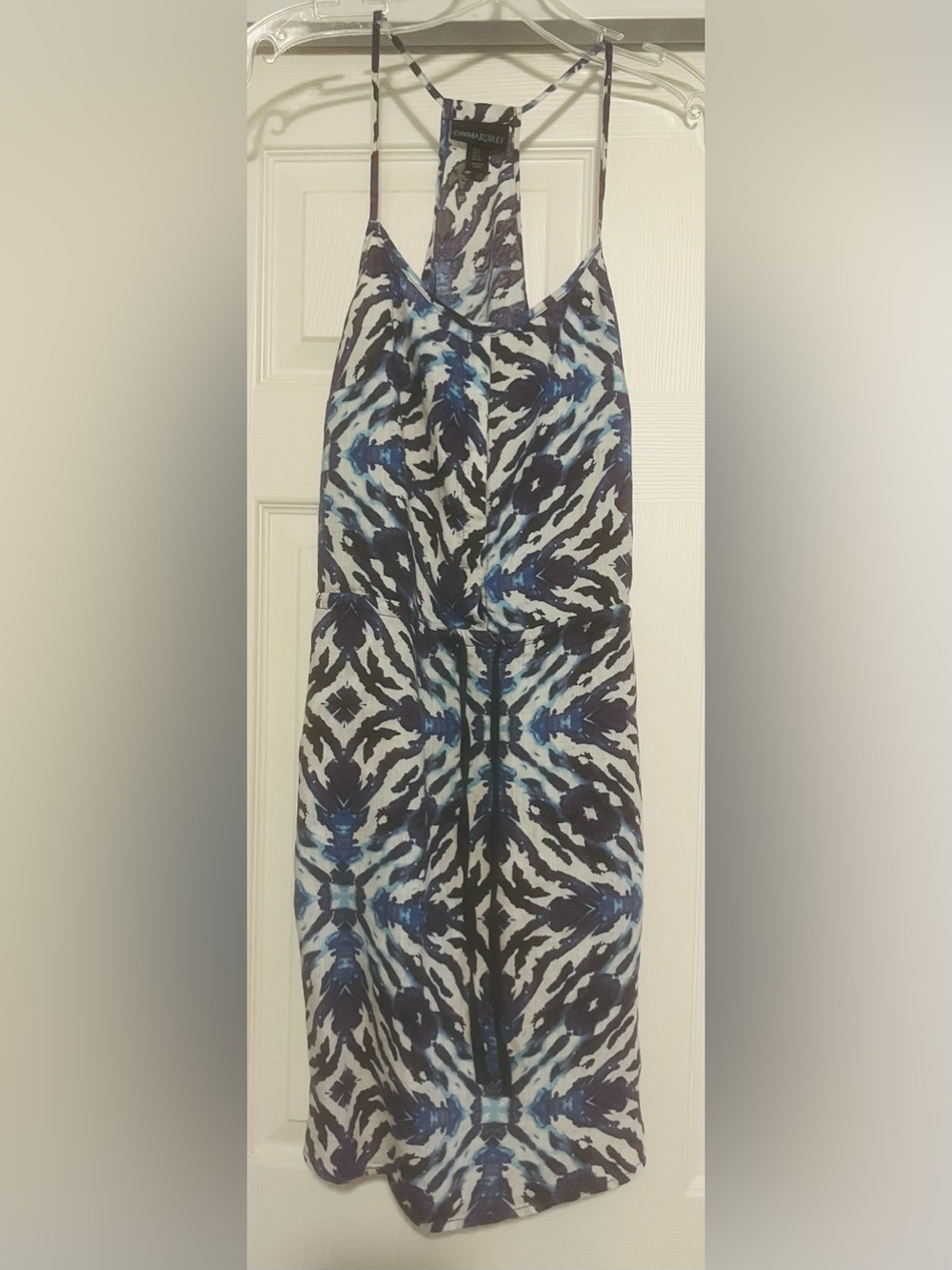 Cynthia Rowley Purple & Blue Abstract Halter Dress 100% linen size 2